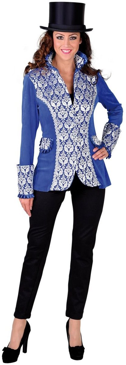 Middeleeuwen & Renaissance Kostuum | Fabuleuze Fabienne Franse Koninklijke Hof Jas Blauw Vrouw | XL | Carnaval kostuum | Verkleedkleding